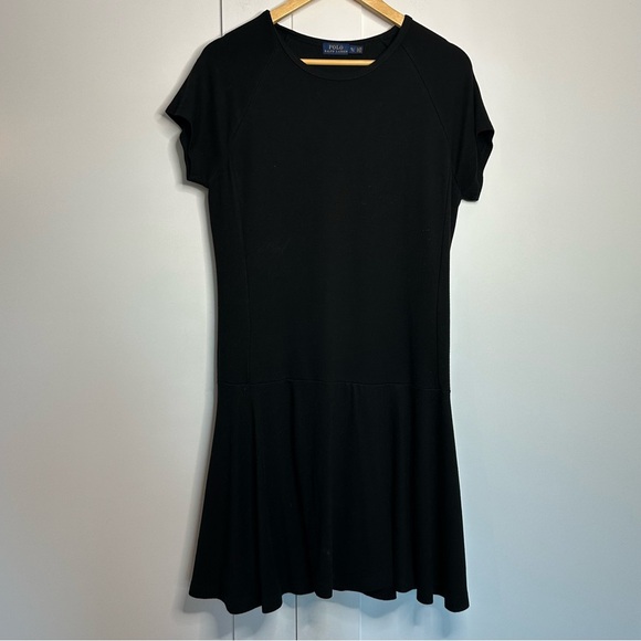 RALPH LAUREN POLO PONTE DRESS BLACK KNIT STRETCHY T-SHIRT PEPLUM XL Soft viscose - Picture 3 of 9
